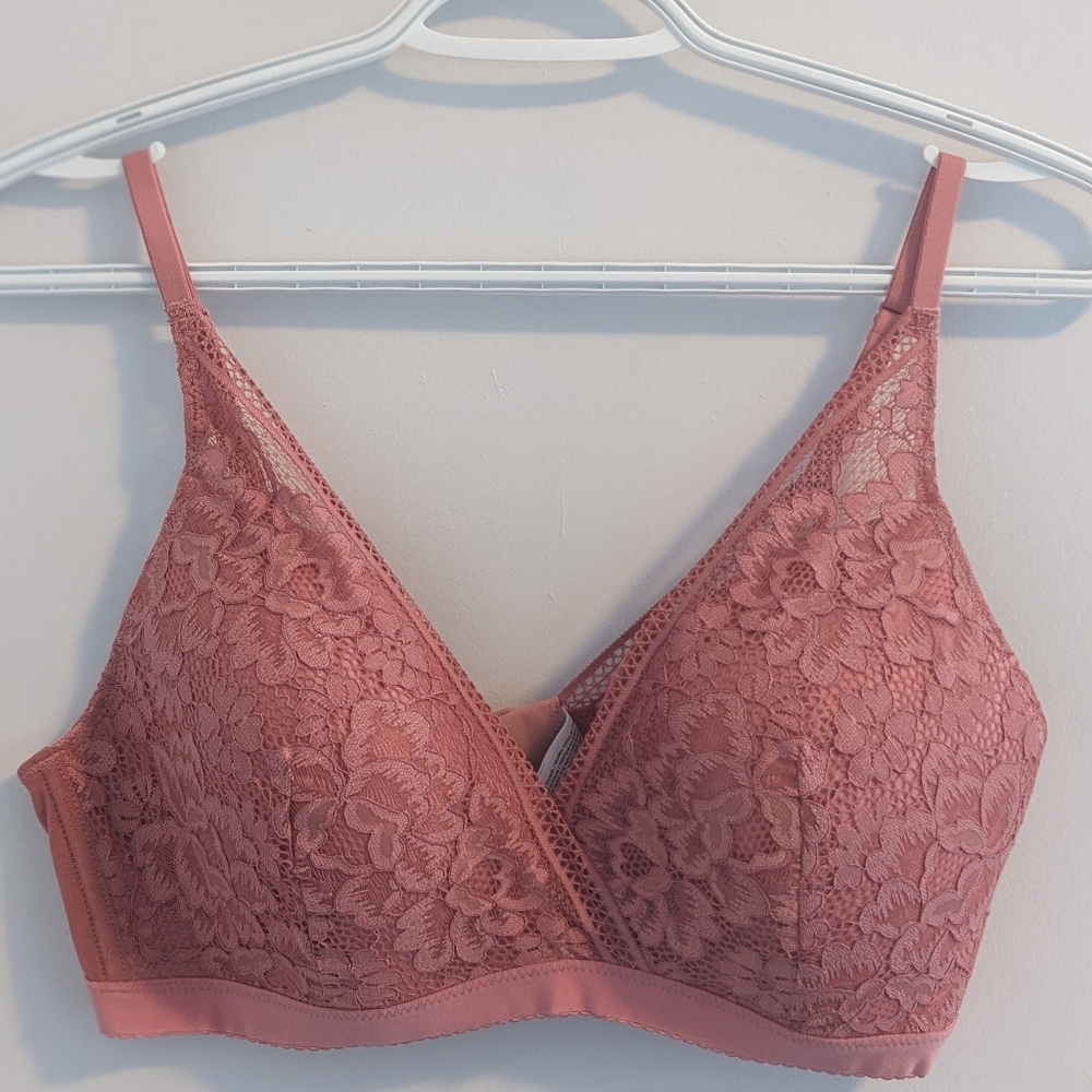 Knix Lace Bra in Dusty Rose